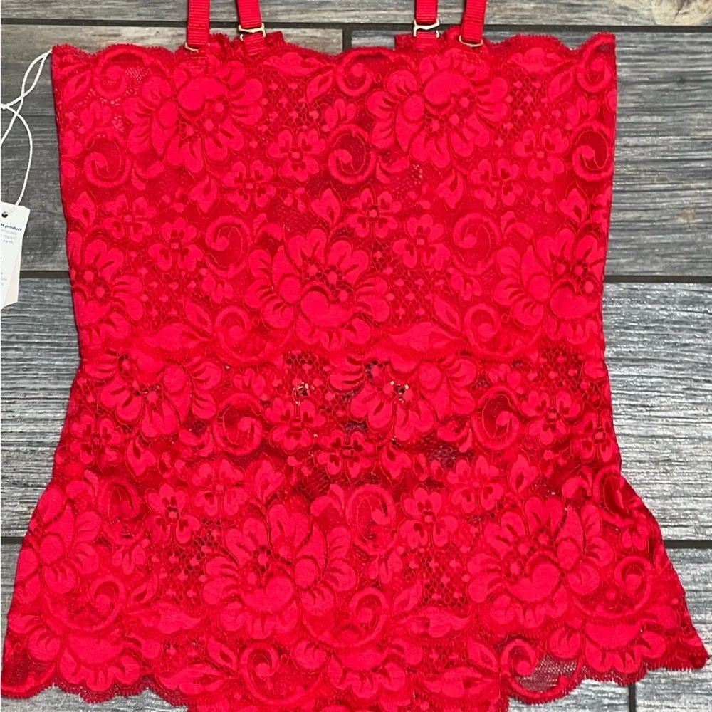 NWT $98 We Are HAH X Free People Spinster Reversible Bodysuit XS Siren Red Top